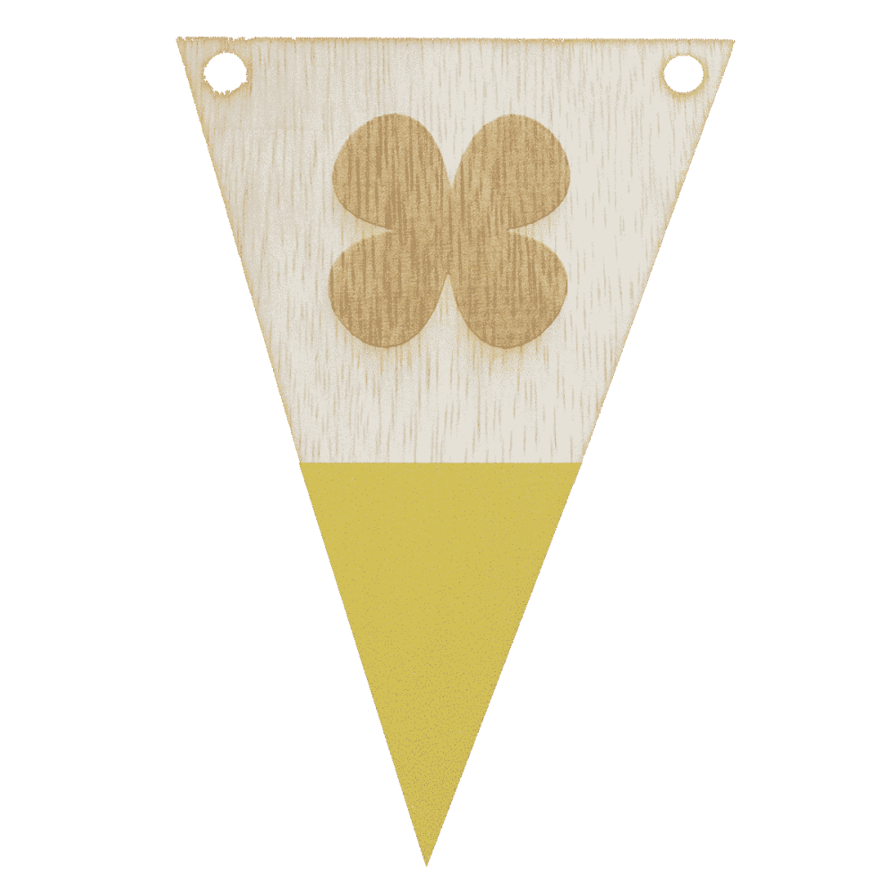 Klavertjevlag met punt in kleur gegraveerd