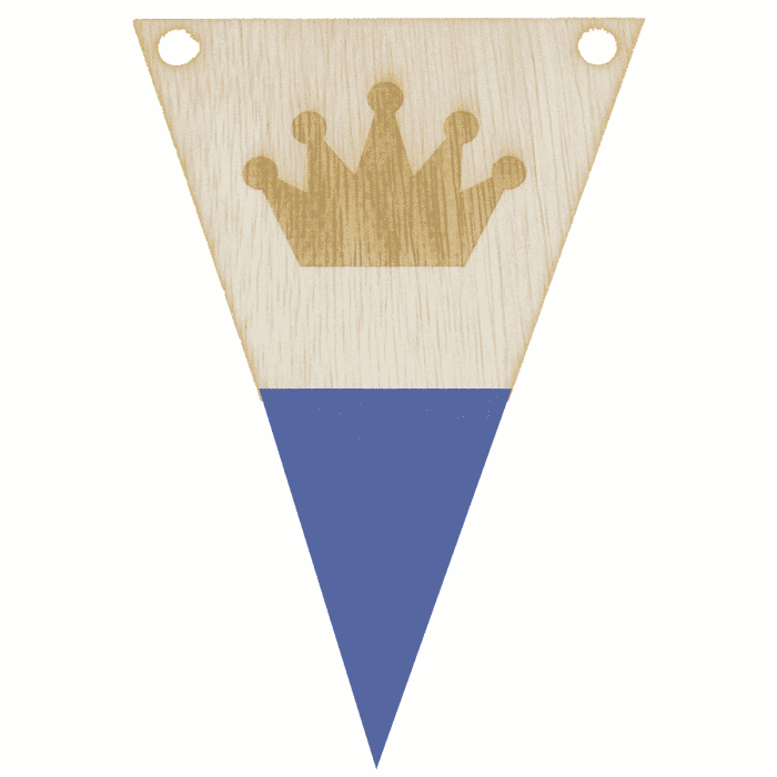 Kroonvlag met punt in kleur gegraveerd