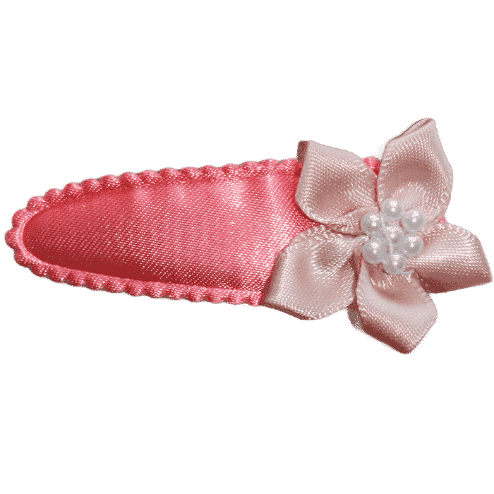 Roze haarklipje met bloem handgemaakt 6 cm