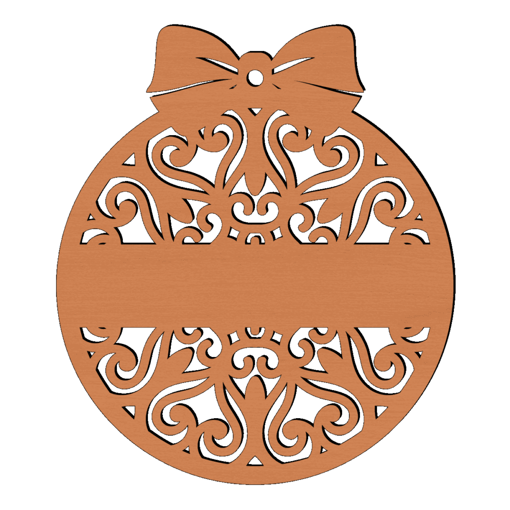 Gepersonaliseerde houten strik kerstbal sier met naam diep oranje
