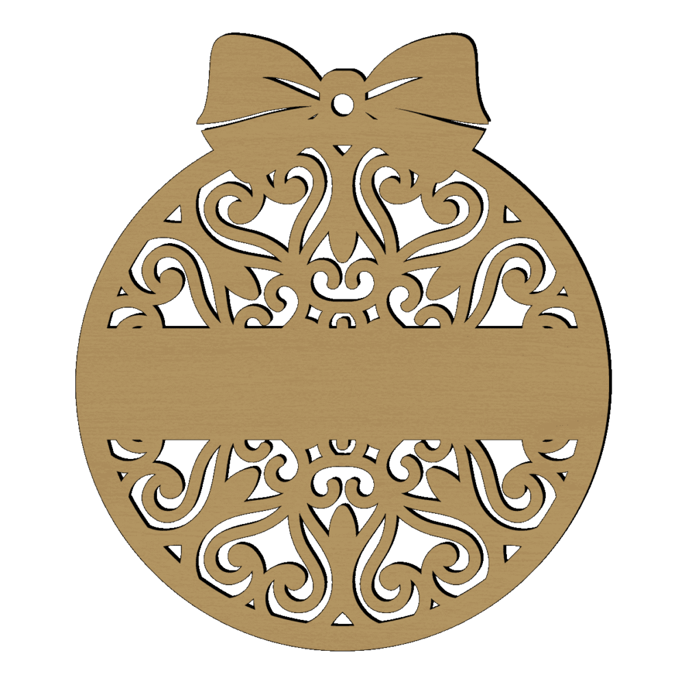 Gepersonaliseerde houten strik kerstbal sier met naam goud