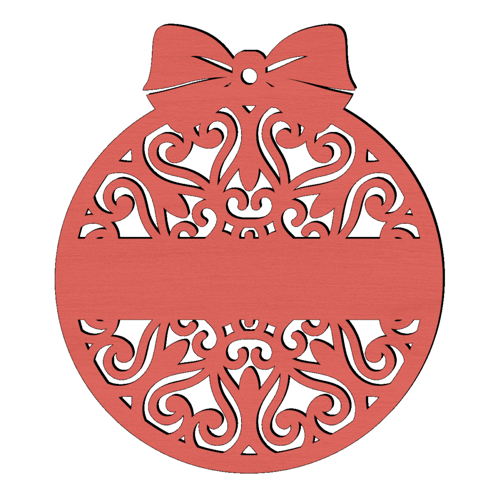 Gepersonaliseerde houten strik kerstbal sier met naam lipstick rood