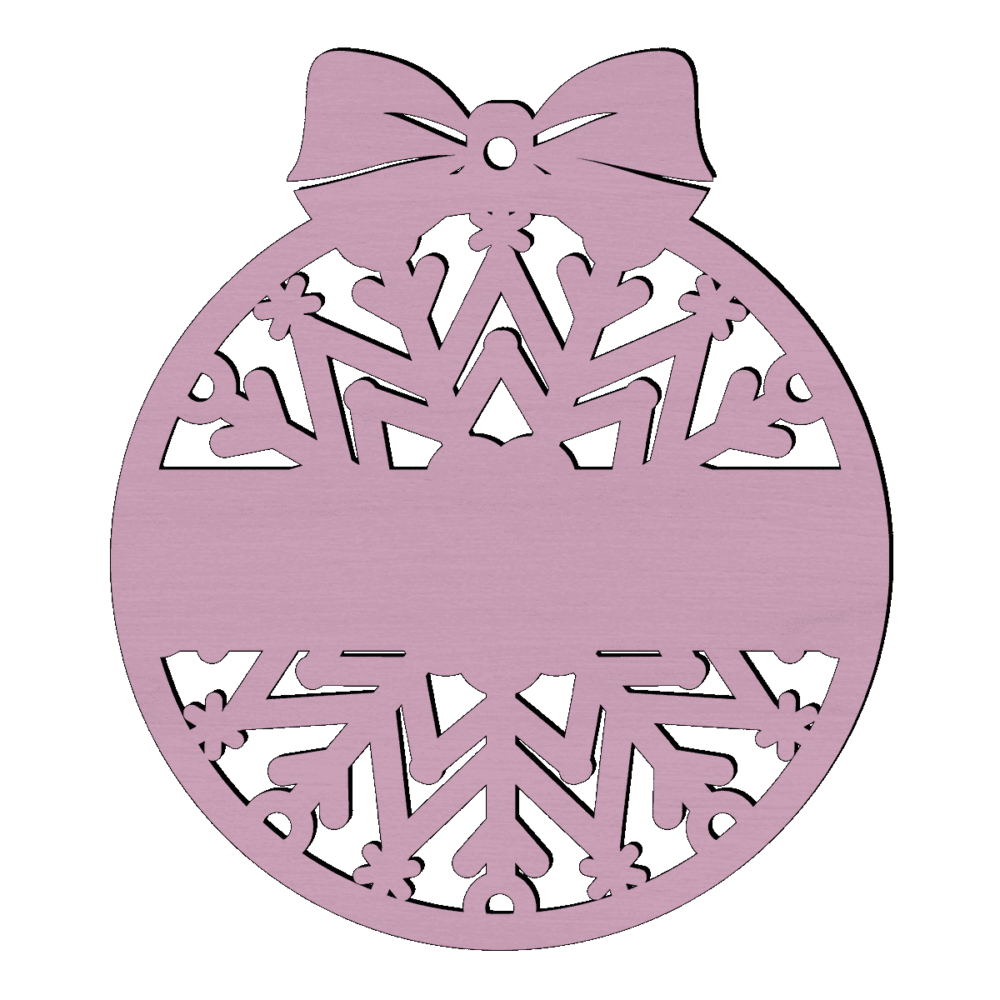 Houten kerstbal vlok met naam strik roze
