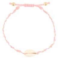 Trendy armband schelp licht roze
