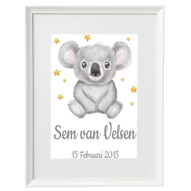 Geboorte print geboorte poster koala met stats
