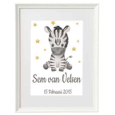 Geboorte print geboorte poster zebra