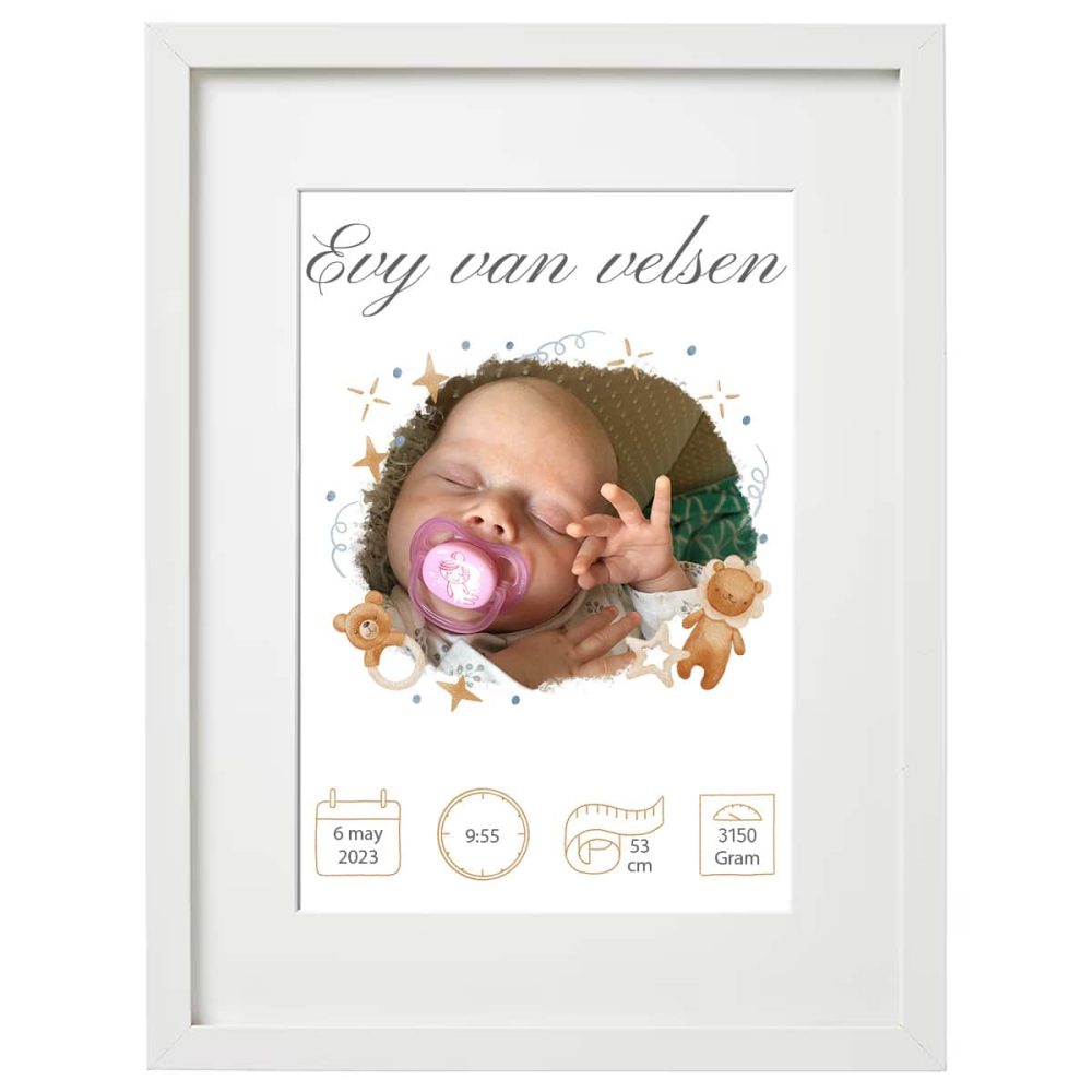 Geboorte newborn poster in lijst