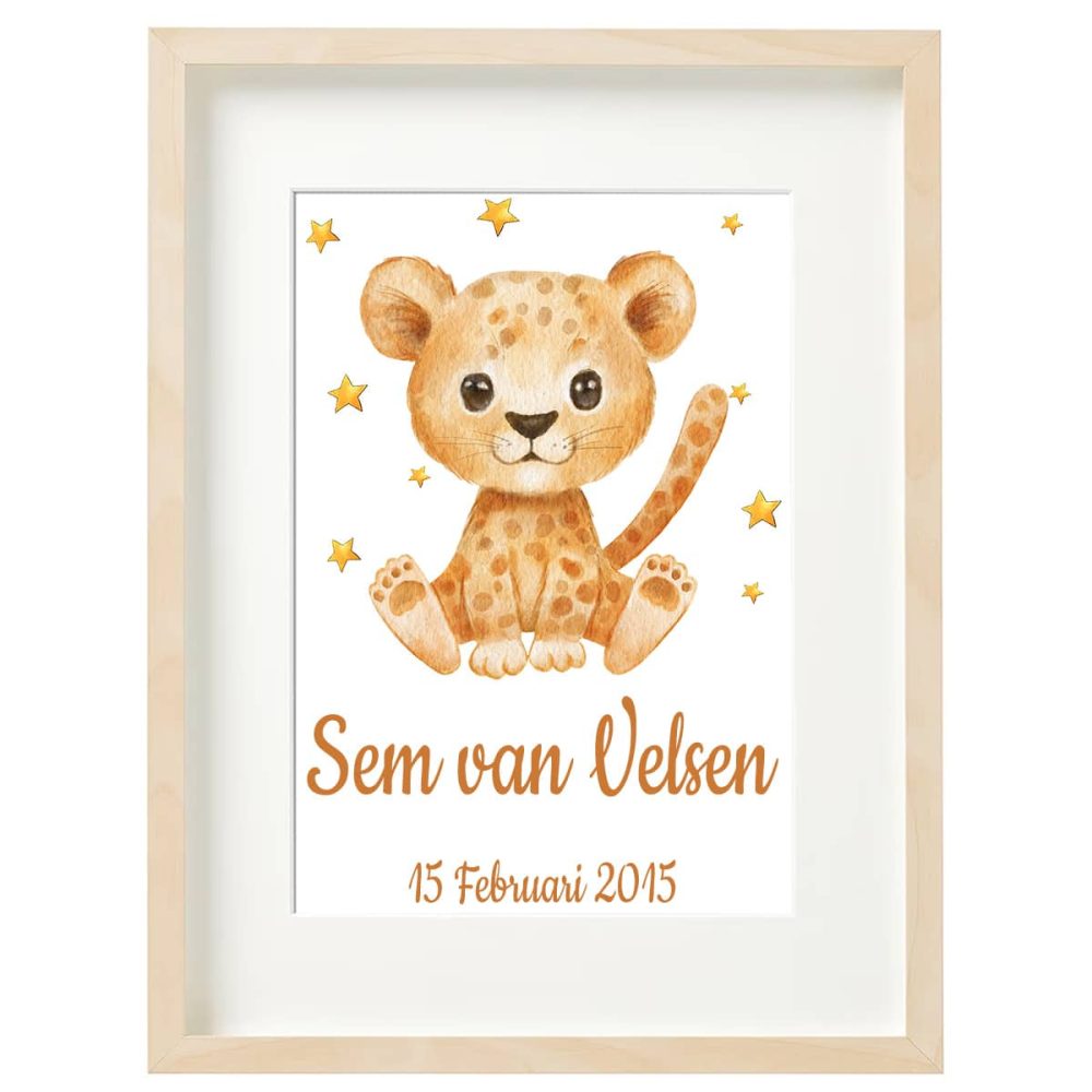 Gepersonaliseerde geboorte poster cheeta 5