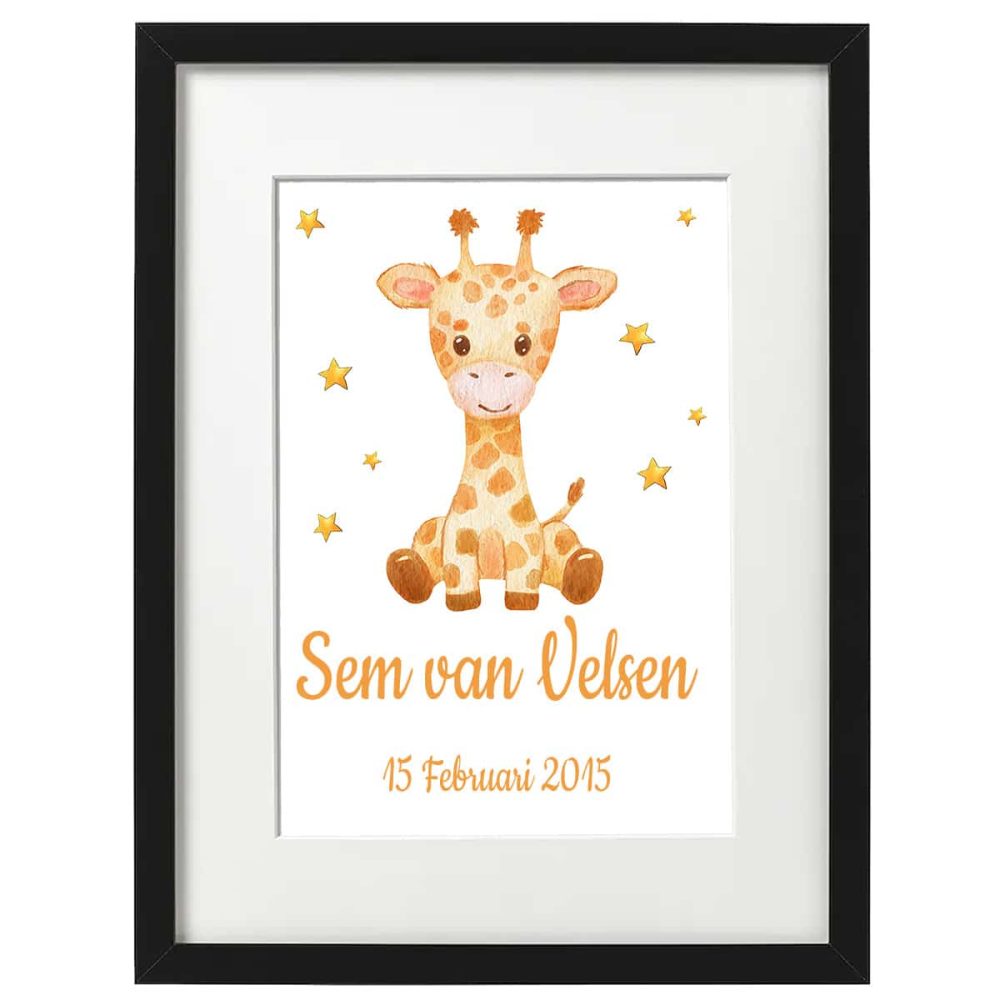 Gepersonaliseerde Geboorte Poster Giraf 2