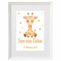 Gepersonaliseerde geboorte poster giraf