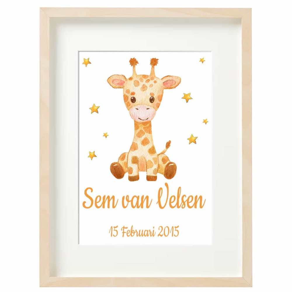Gepersonaliseerde geboorte poster giraf 5