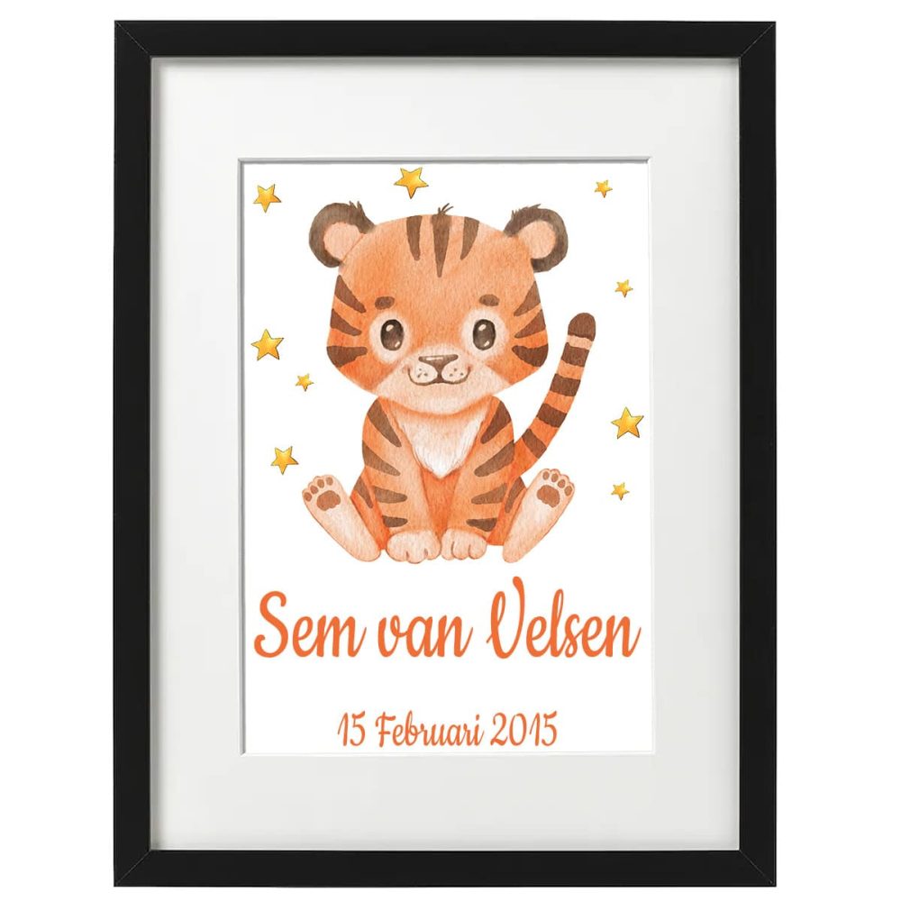 Gepersonaliseerde geboorte poster tijger 2