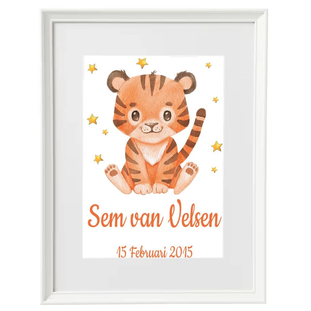 Gepersonaliseerde geboorte poster tijger