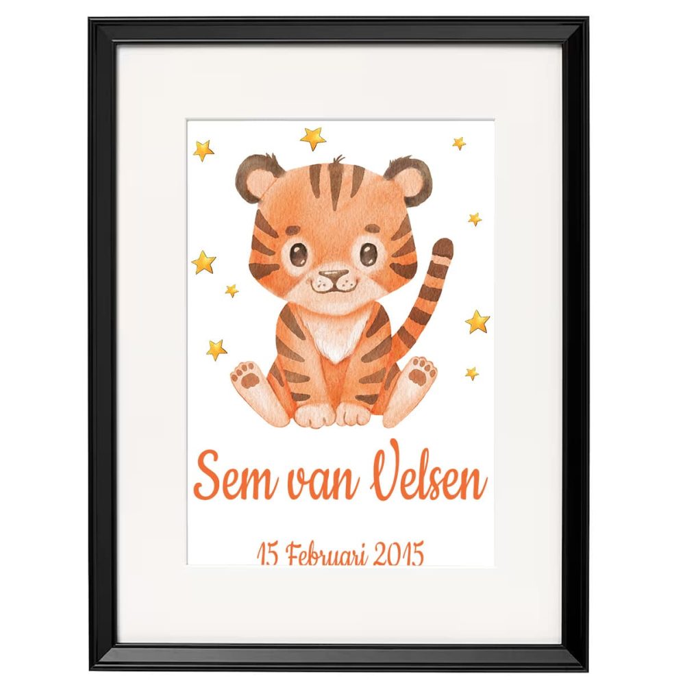Gepersonaliseerde geboorte poster tijger 4