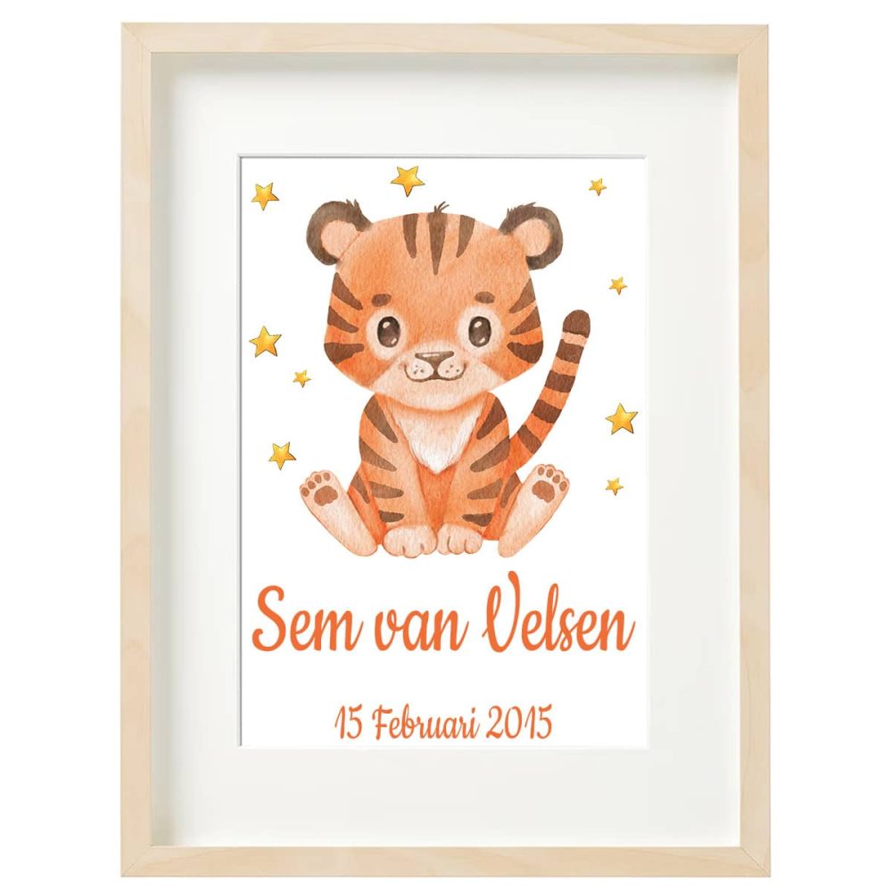 Gepersonaliseerde geboorte poster tijger 5