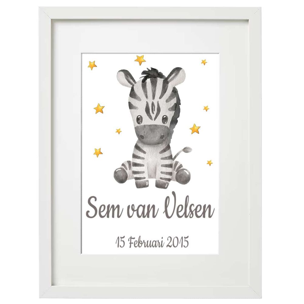 Gepersonaliseerde Geboorte Poster Zebra
