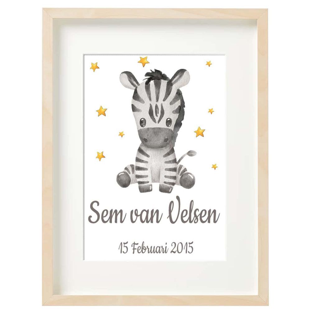 Gepersonaliseerde Geboorte Poster Zebra 5