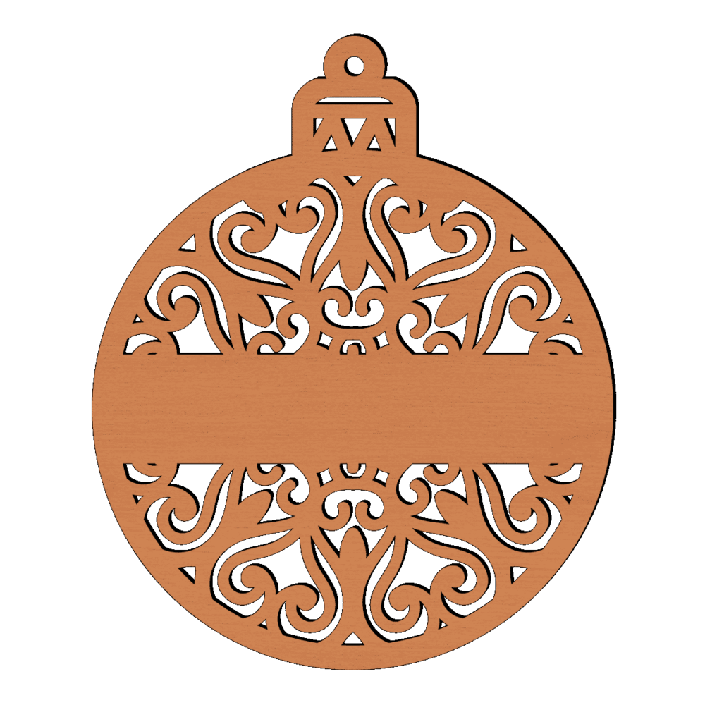 Gepersonaliseerde houten knop kerstbal sier met naam diep oranje