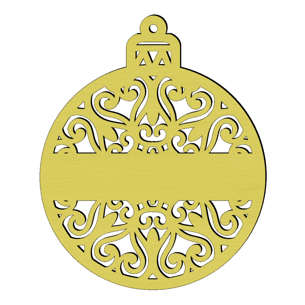 Gepersonaliseerde houten knop kerstbal sier met naam geel