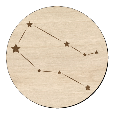 Astronomie Tweeling met naam op hout